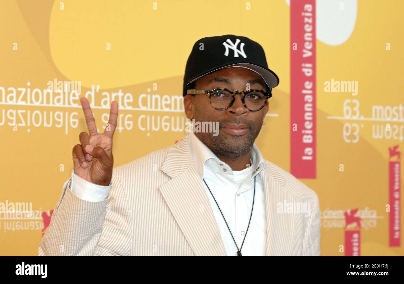 Director Spike Lee poses during the photocall for his new highly anticipated documentary on