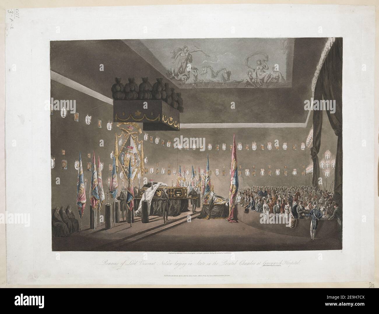 Remains of Lord Viscount Nelson laying in state in the Painted