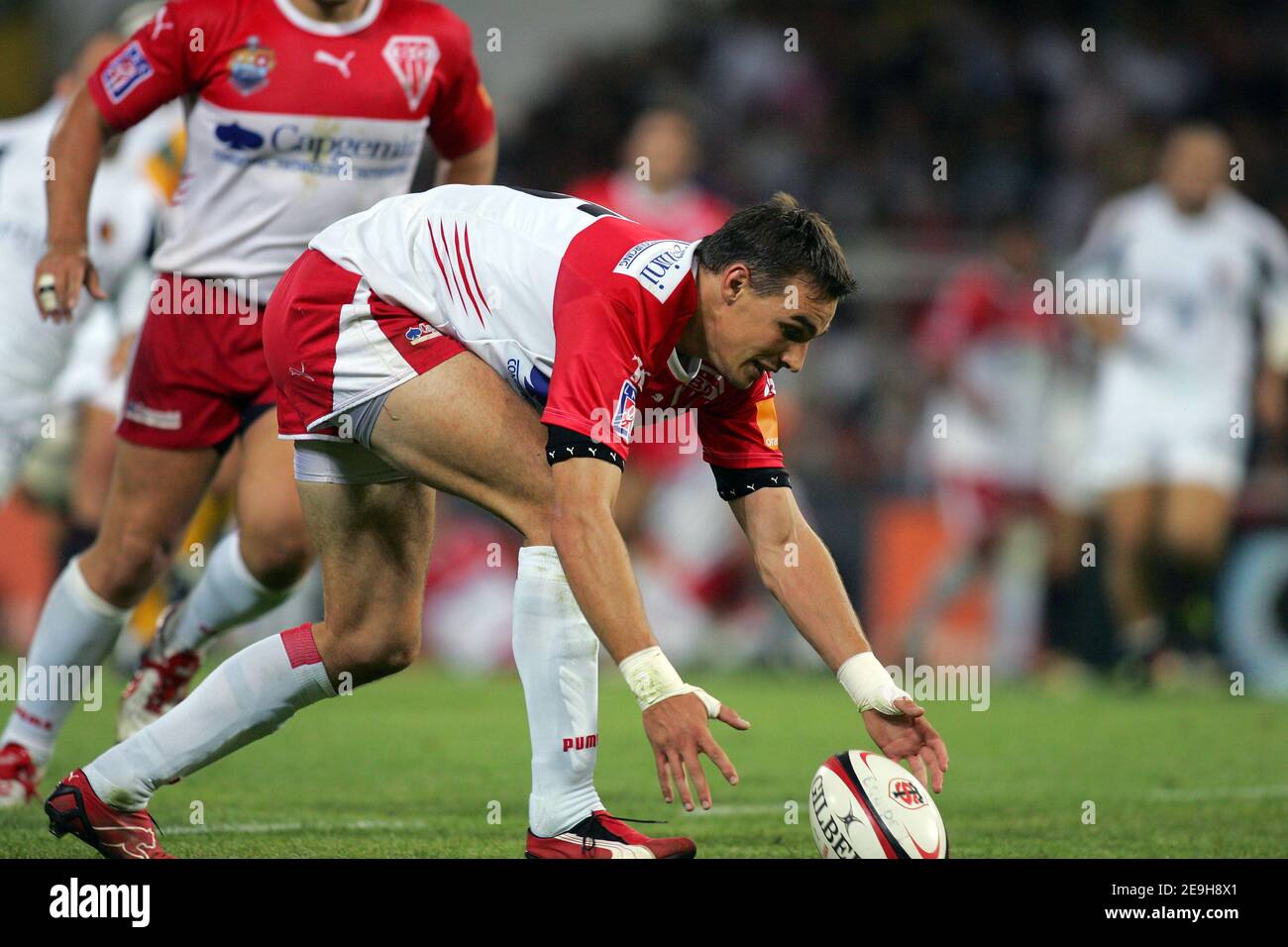 Biarritz Olympique's Nicolas Brusque in action during the French Top 14 rugby Championship, Stade Toulousain vs Biarritz Olympique in Toulouse, France, on September 3, 2006. Toulouse won 20-3. Photo by Manuel Blondeau/Cameleon/ABACAPRESS.COM Stock Photo