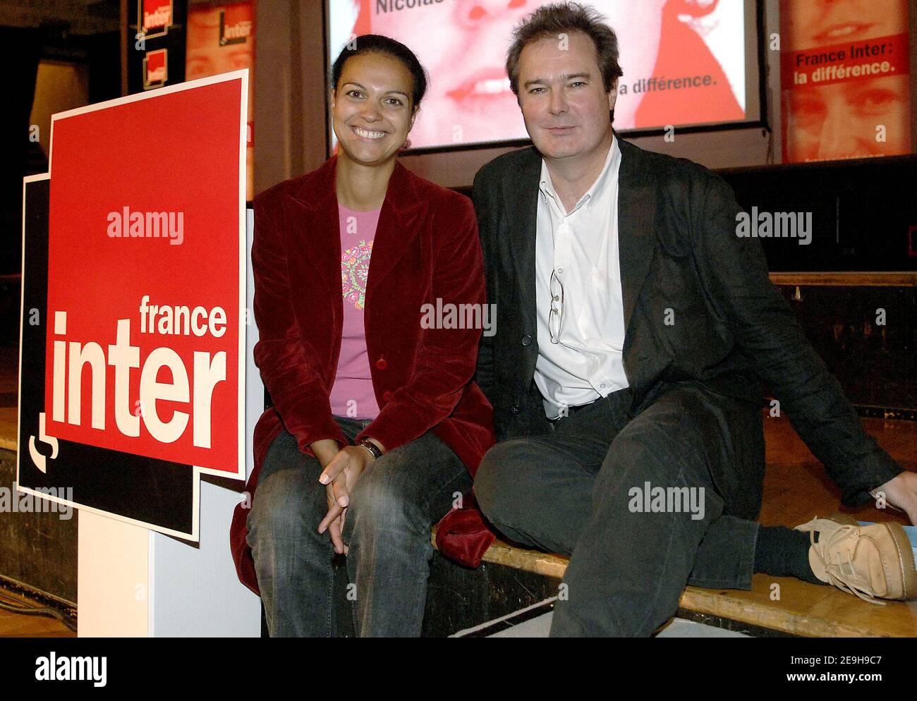 Isabelle Giordano and Yves Decaens during the annual press conference of French  radio station France Inter held at the Maison de la Radio in Paris, France  on september 4, 2006. Photo by