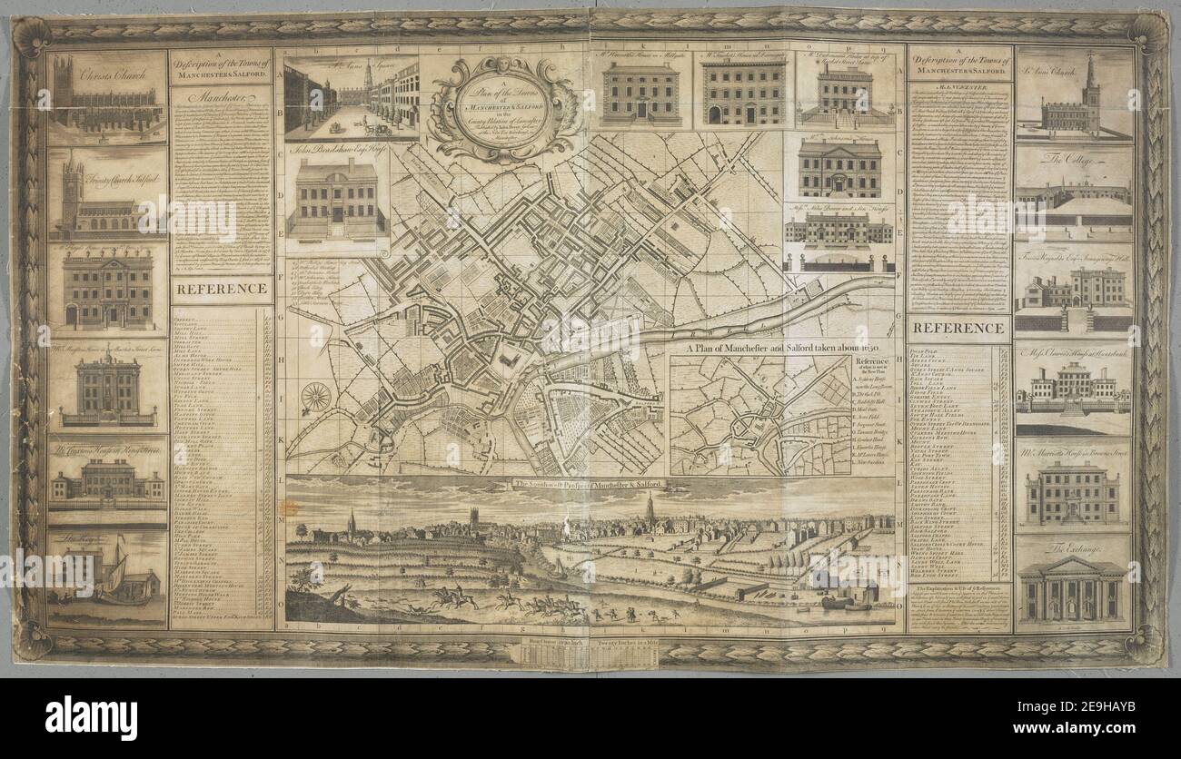 A Plan of the Towns of MANCHESTER & SALFORD in the County Palatine of Lancaster  Author  Berry, John 18.78.2 tab. Place of publication: [Manchester] Publisher: [John Berry] Date of publication: [1751.]  Item type: 1 map Dimensions: 46 x 65 cm on sheet 71 x 124 cm  Former owner: George III, King of Great Britain, 1738-1820 Stock Photo