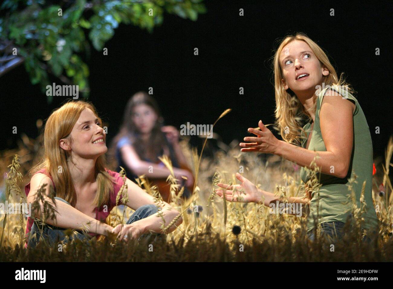 French actresses Isabelle Carre (L) and Lea Drucker play 'Blanc' staged by Zabou Breitman at 'Le Theatre de la Madeleine' in Paris, France, on September 9, 2006. Photo by Mehdi Taamallah/ABACAPRESS.COM Stock Photo