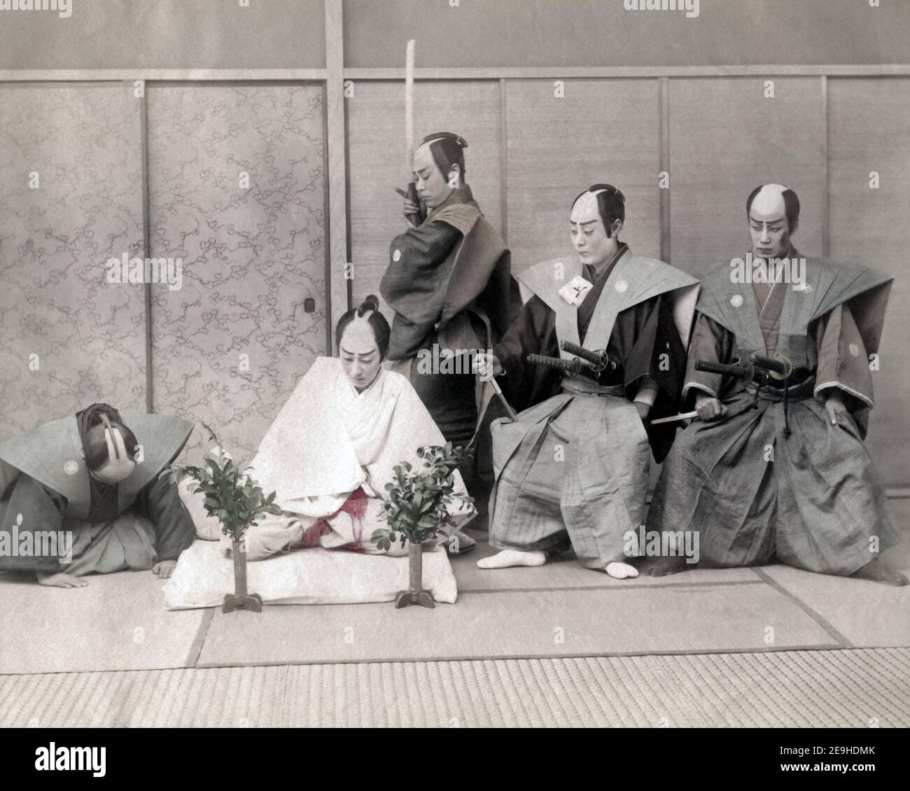 Late 19th century photograph - Harikiri,  seppuku, staged, Japan Stock Photo
