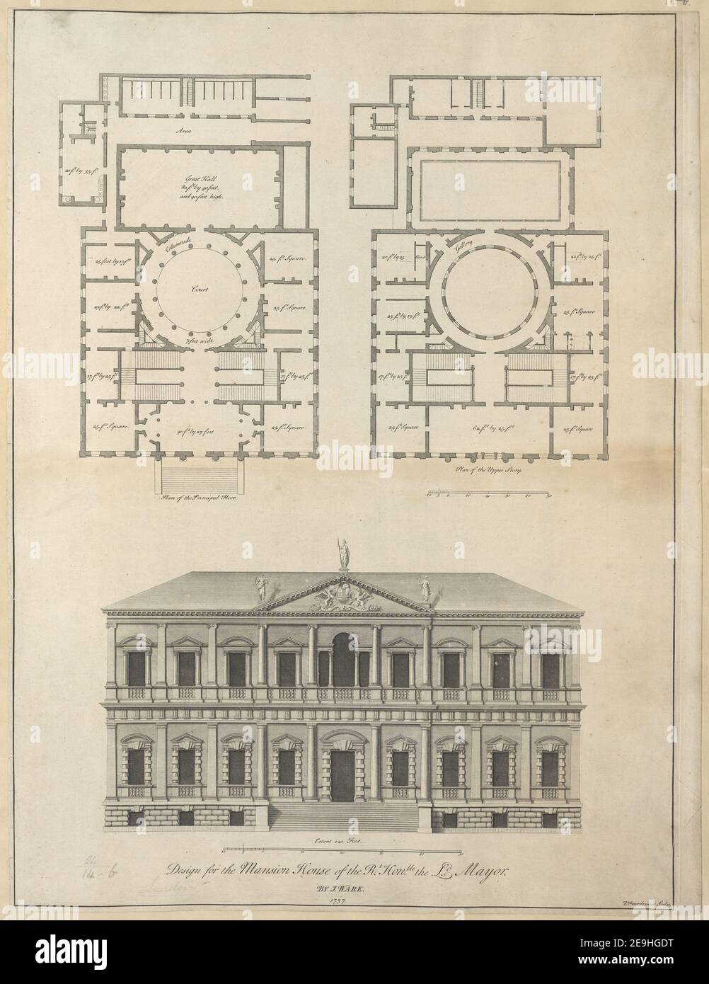 Design for the Mansion House of the R.t Hon.ble L.d Mayor.  Author  Fourdrinier, Paul 24.14.b. Place of publication: [London] Publisher: [publisher not identified] Date of publication: [1737]  Item type: 1 print Medium: etching and engraving Dimensions: sheet 59.8 x 46 cm (trimmed)  Former owner: George III, King of Great Britain, 1738-1820 Stock Photo