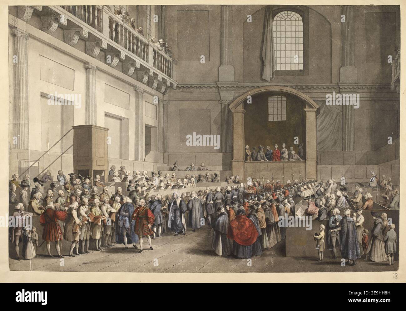 THE DISTRIBUTION OF HIS MAJESTY'S MAUNDY, BY THE SUB ALMONER in the Chapel Royal, at WHITEHALL   Author  Grimm, Samuel Hieronymus 26.5.r. Date of publication: 1773.  Item type: 1 drawing Medium: pen and ink with watercolour heightened with gum arabic Dimensions: sheet 42 x 61.9 cm  Former owner: George III, King of Great Britain, 1738-1820 Stock Photo