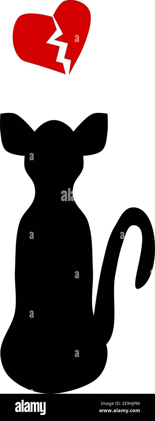 Sad black cat vector art Stock Vector