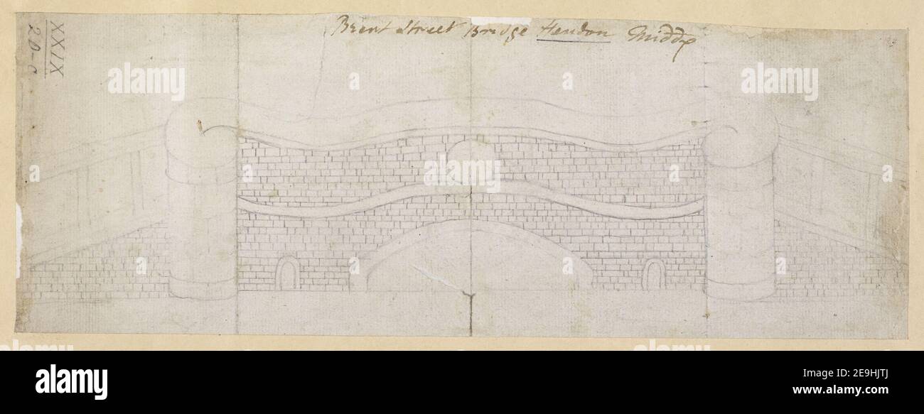 Brent Street Bridge Hendon Middx. Visual Material information:  Title: Brent Street Bridge Hendon Middx. 29.20.c. Date of publication: [after 1792]  Item type: 1 drawing Medium: pencil Dimensions: sheet 11.3 x 31.2 cm  Former owner: George III, King of Great Britain, 1738-1820 Stock Photo