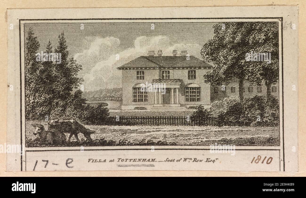 VILLA at TOTTENHAM.    Visual Material information:  Title: VILLA at TOTTENHAM. - ; 30.17.e. Place of publication: [London] Publisher: [W. Peacock]., Date of publication: [1810]  Item type: 1 print Medium: etching Dimensions: sheet 3.9 x 6.7 cm [trimmed within platemark].  Former owner: George III, King of Great Britain, 1738-1820 Stock Photo