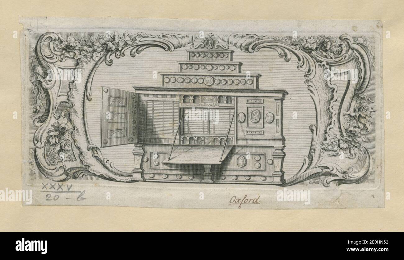 A Cabinet, possibly from the Ashmolean Museum  Visual Material information:  Title: [A Cabinet, possibly from the Ashmolean Museum] 35.20.b. Place of publication: [Oxford?] Publisher: [publisher not identified] Date of publication: [around 1750]  Item type: 1 print Medium: etching Dimensions: platemark 7.6 x 17.5 cm, on sheet 9.3 x 17.7 cm  Former owner: George III, King of Great Britain, 1738-1820 Stock Photo