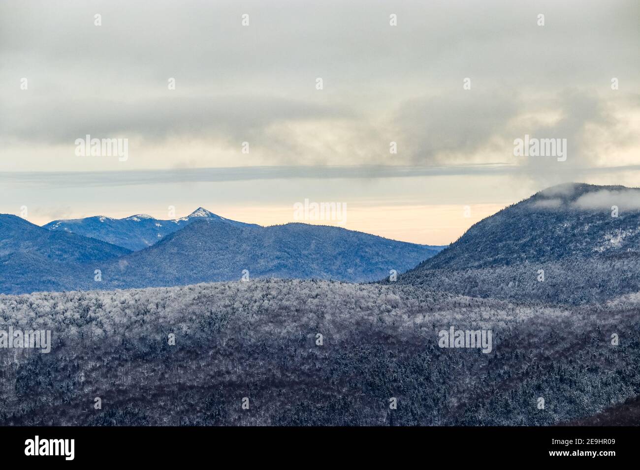 Mountain Range through Crawford Notch, New Hampshire, USA Stock Photo