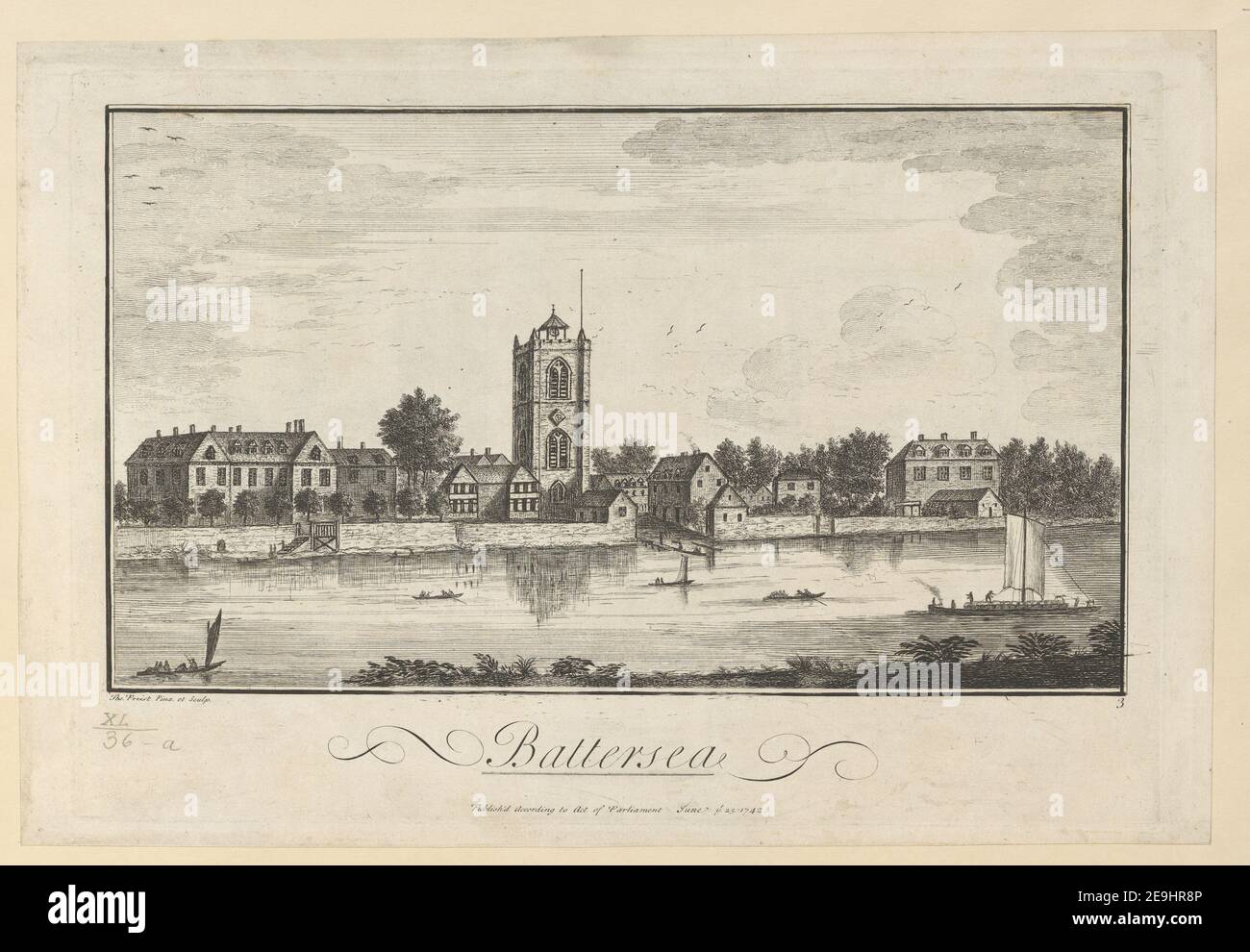 Battersea.  Author  Preist, Thomas 40.36.a. Place of publication: [London] Publisher: Publish'd according to Act of Parliament June y.e 25., Date of publication: 1742.  Item type: 1 print Medium: etching Dimensions: platemark 25.7 x 37.0 cm.  Former owner: George III, King of Great Britain, 1738-1820 Stock Photo