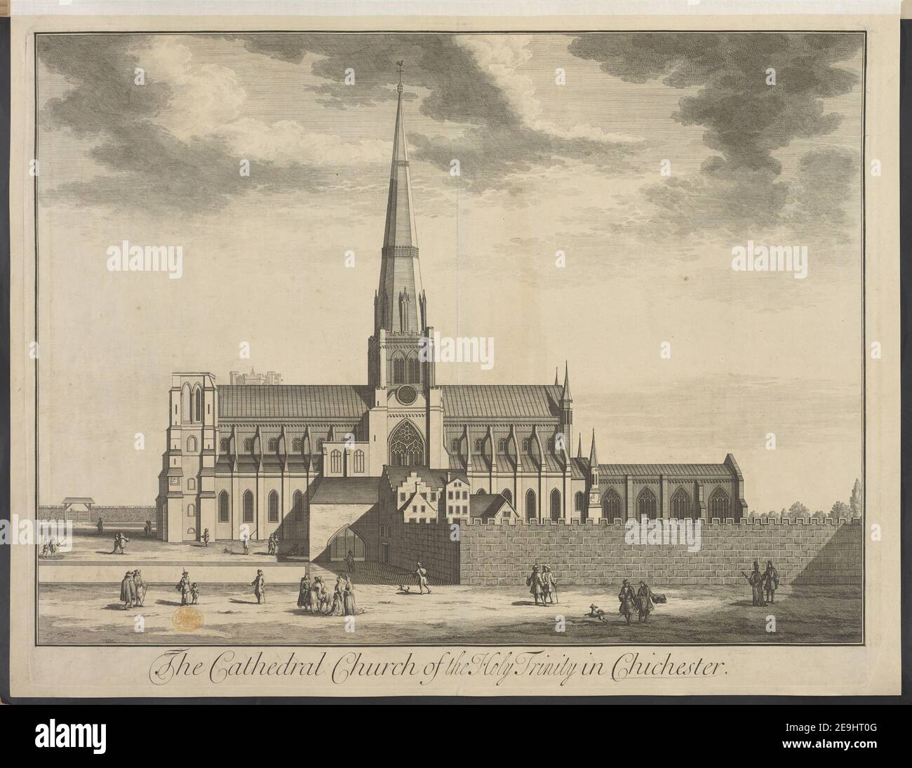 The Cathedral Church of the Holy Trinity in Chichester. Author  Kip, Johannes 42.19.e. Place of publication: [London] Publisher: [J. Smith] Date of publication: [1712 c.]  Item type: 1 print Medium: etching Dimensions: platemark 45.8 x 59.3 cm.  Former owner: George III, King of Great Britain, 1738-1820 Stock Photo
