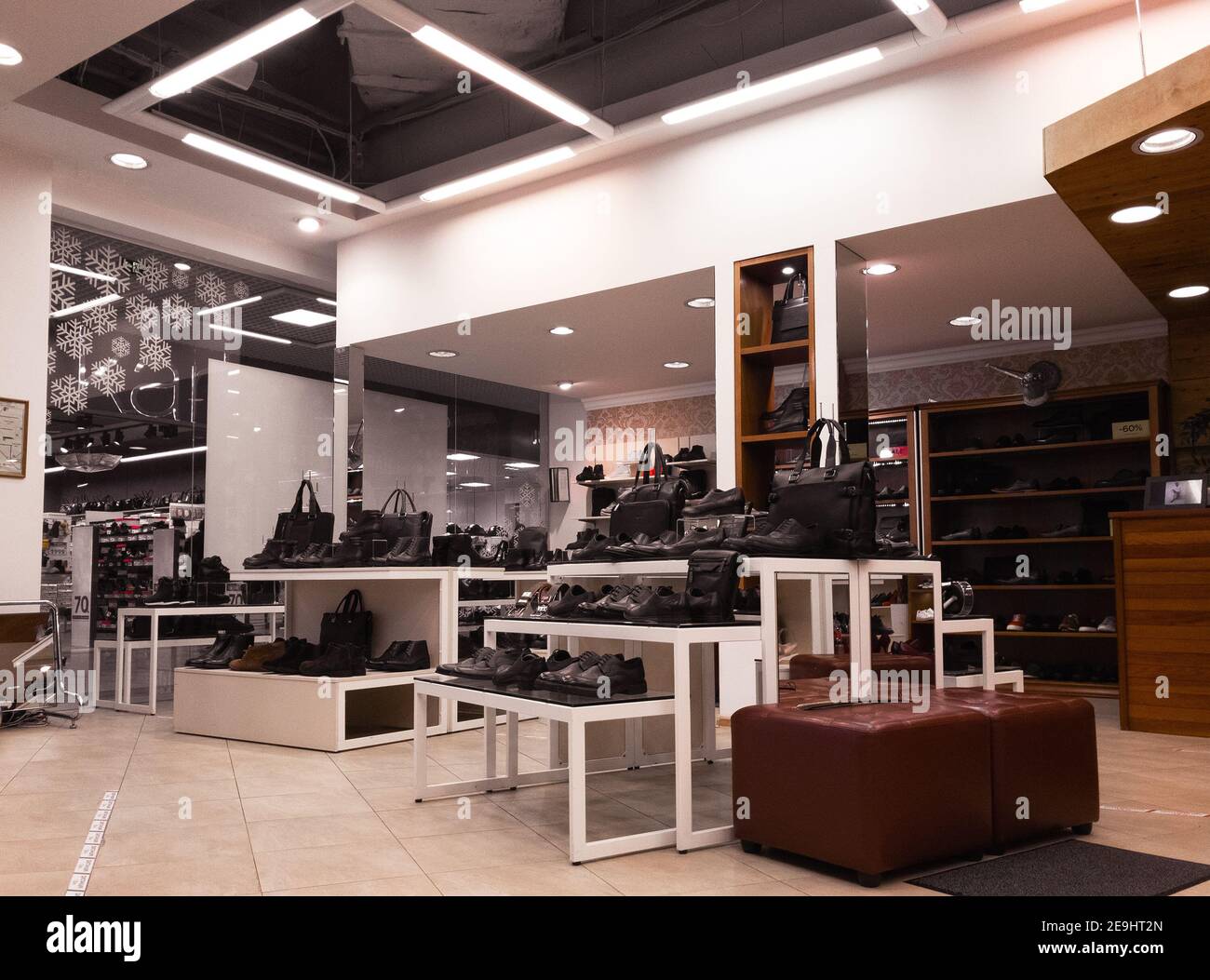 interior of leathered accessories boutique Stock Photo Alamy