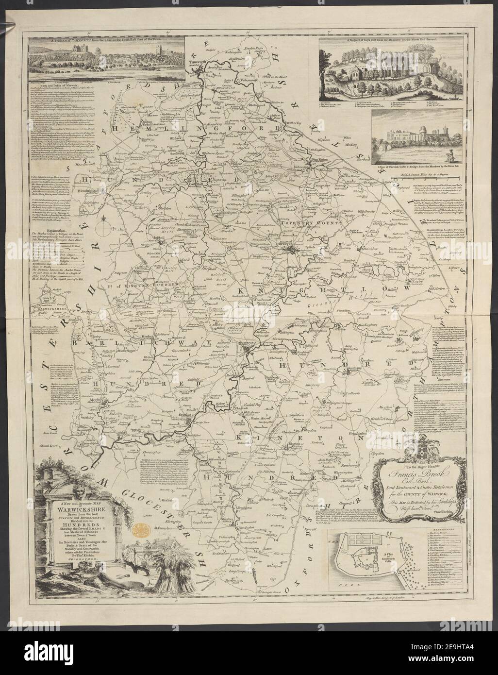 A New and Accurate MAP of WARWICKSHIRE  Author  Kitchin, Thomas 42.75. Place of publication: [London] Publisher: [Carington Bowles, Robt. Sayer , J. Bennett] Date of publication: [1777]  Item type: 1 map Medium: copperplate engraving Dimensions: 63.8 X 49.2 cm  Former owner: George III, King of Great Britain, 1738-1820 Stock Photo