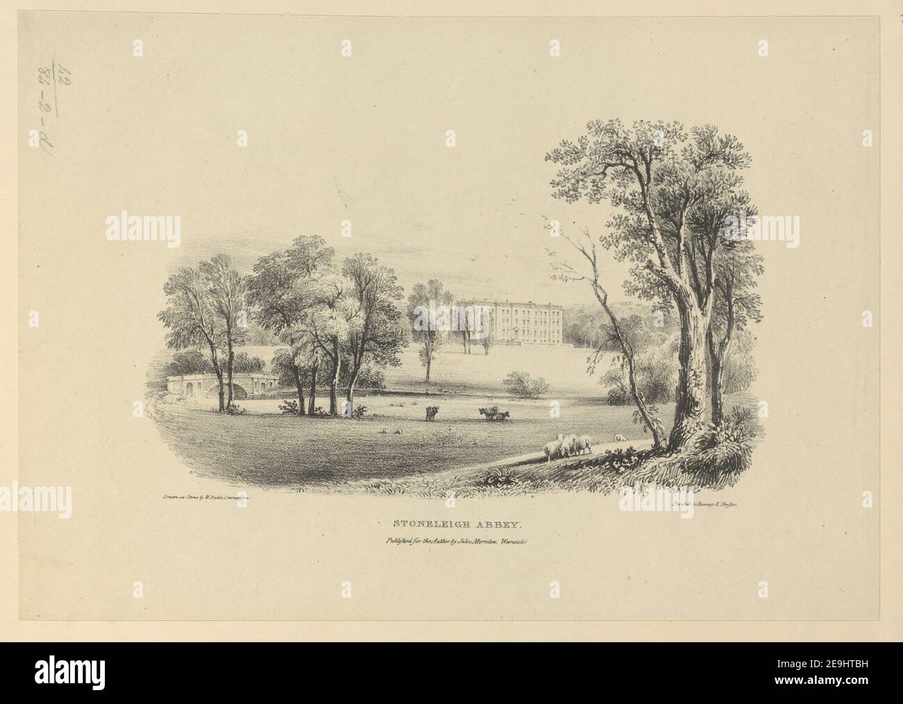 STONELEIGH ABBEY.  Author  Rider, William 42.84.2.d Place of publication: [Warwick] Publisher: Published for the Author, by John Merridew, Warwick., Date of publication: [1823]  Item type: 1 print Medium: lithograph Dimensions: sheet 25.8 x 36.8 cm.  Former owner: George III, King of Great Britain, 1738-1820 Stock Photo