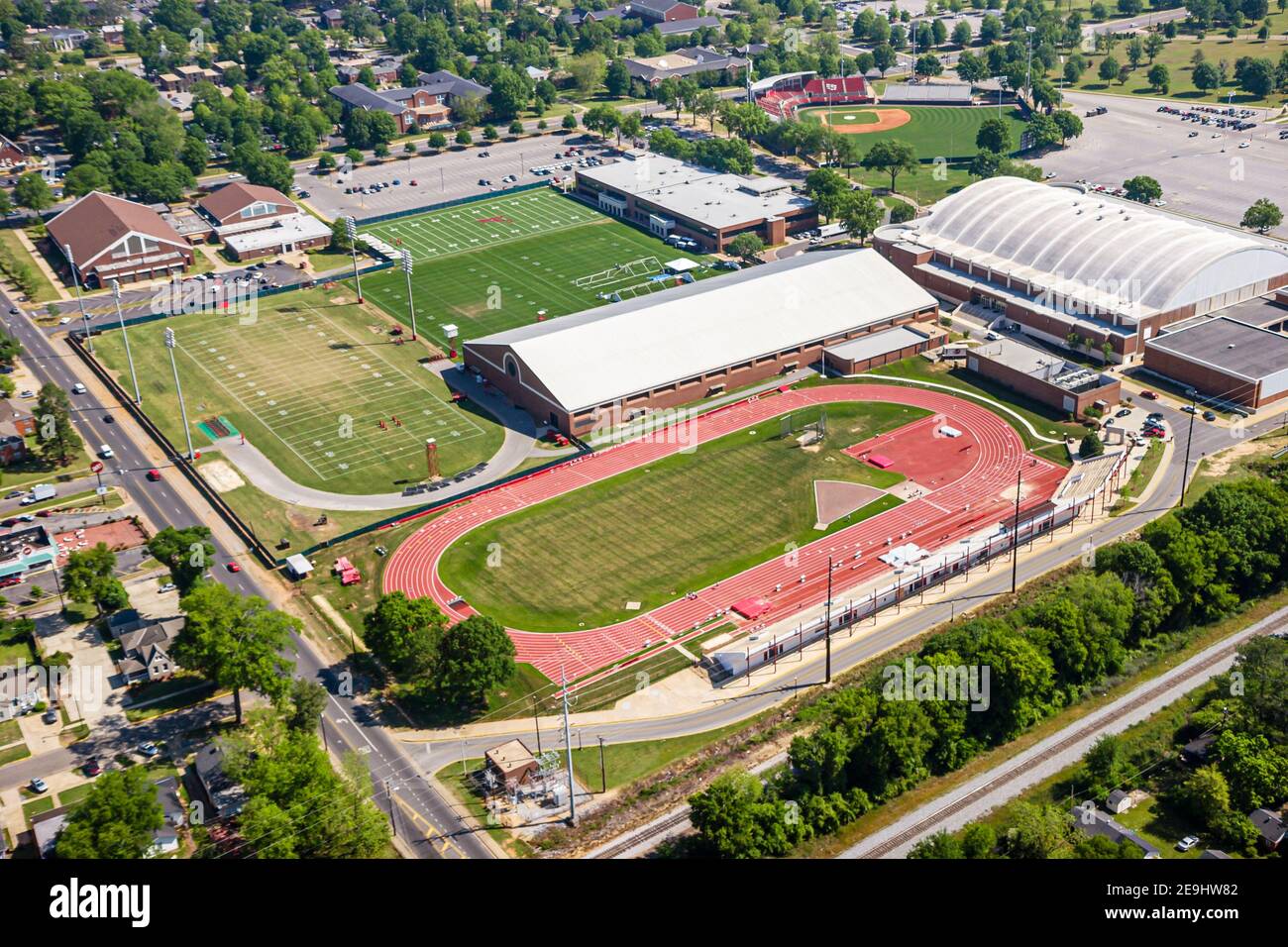 Tuscaloosa Alabama,University of Alabama campus aerial overhead view,Sewell Thomas Baseball Stadium track & field, Stock Photo