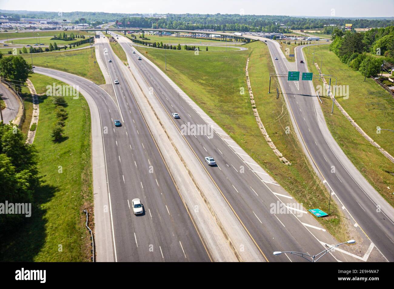 Tuscaloosa Alabama,Interstate 359 divided highway traffic,aerial overhead view, Stock Photo