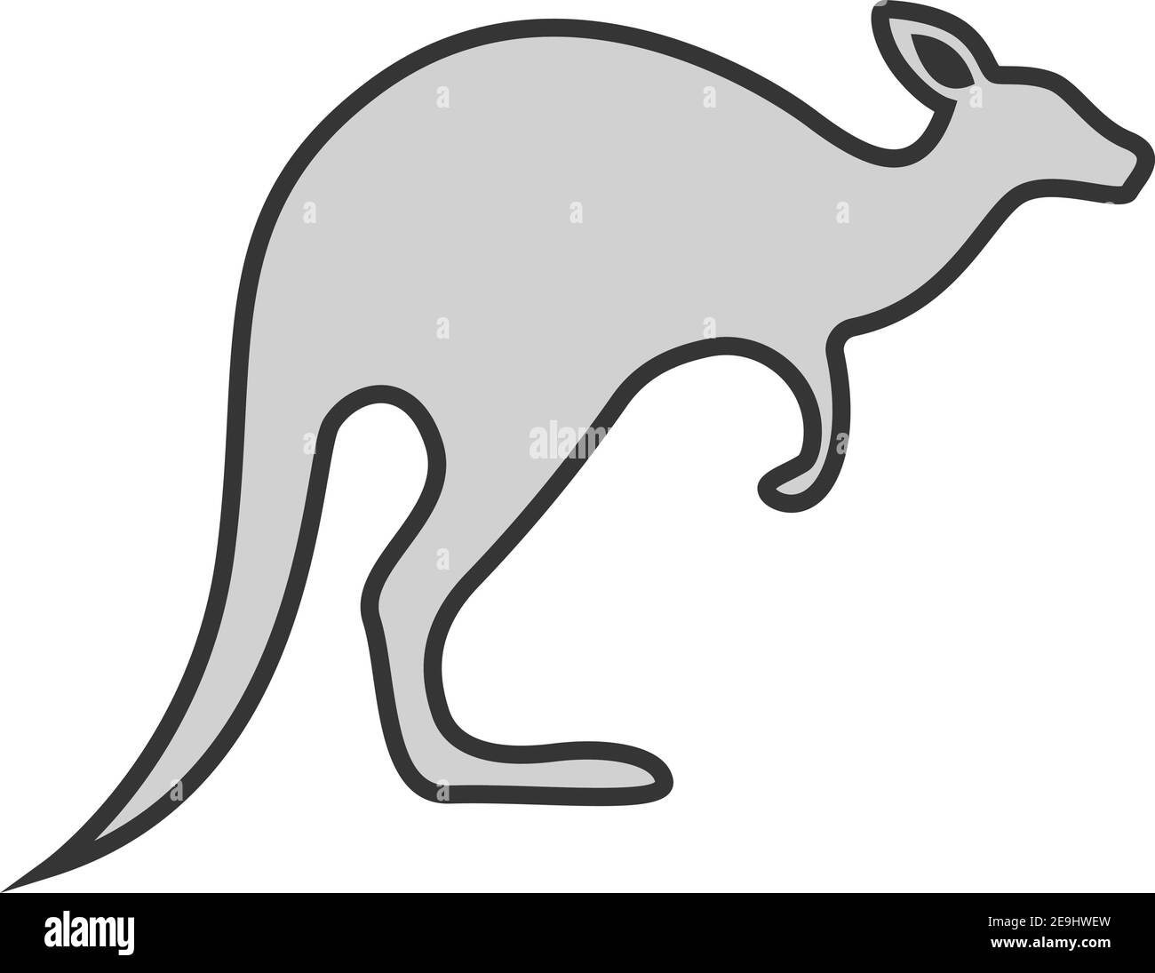 Grey kangaroo, illustration, vector on white background. Stock Vector