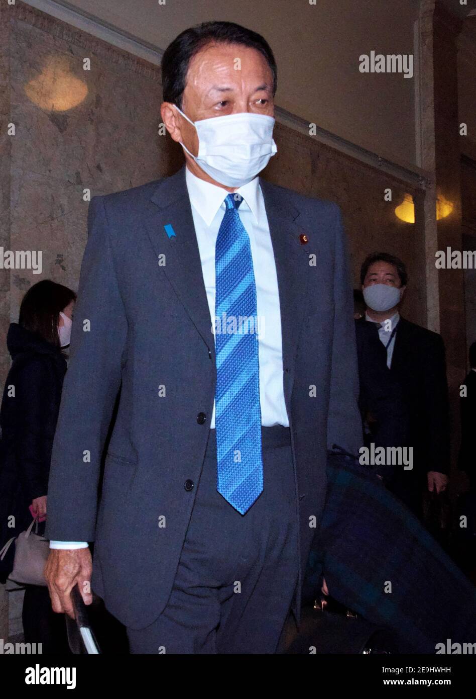 Prime minister taro aso arrives hi-res stock photography and