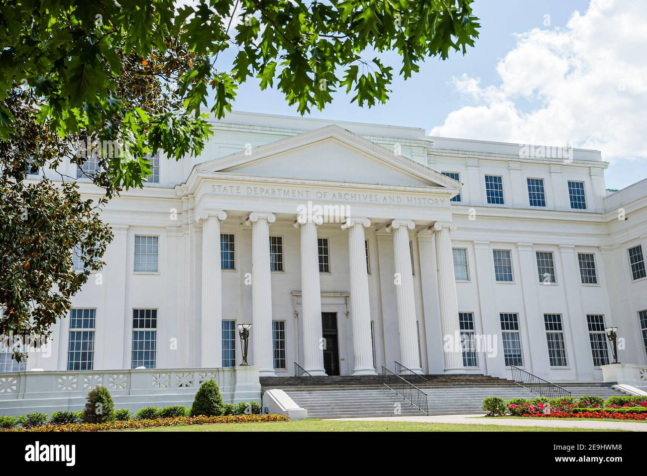 Alabama Montgomery State Department of Archives & History,government documents building outside exterior front entrance, Stock Photo