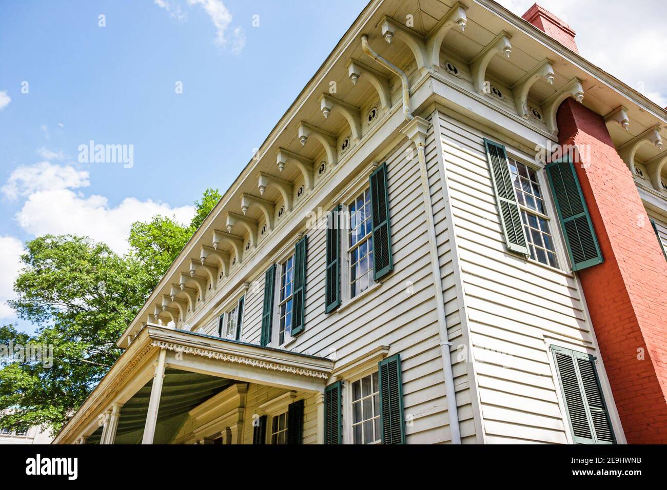Alabama Montgomery First White House of the Confederacy,Civil War 1835 Italianate style outside exterior front entrance, Stock Photo