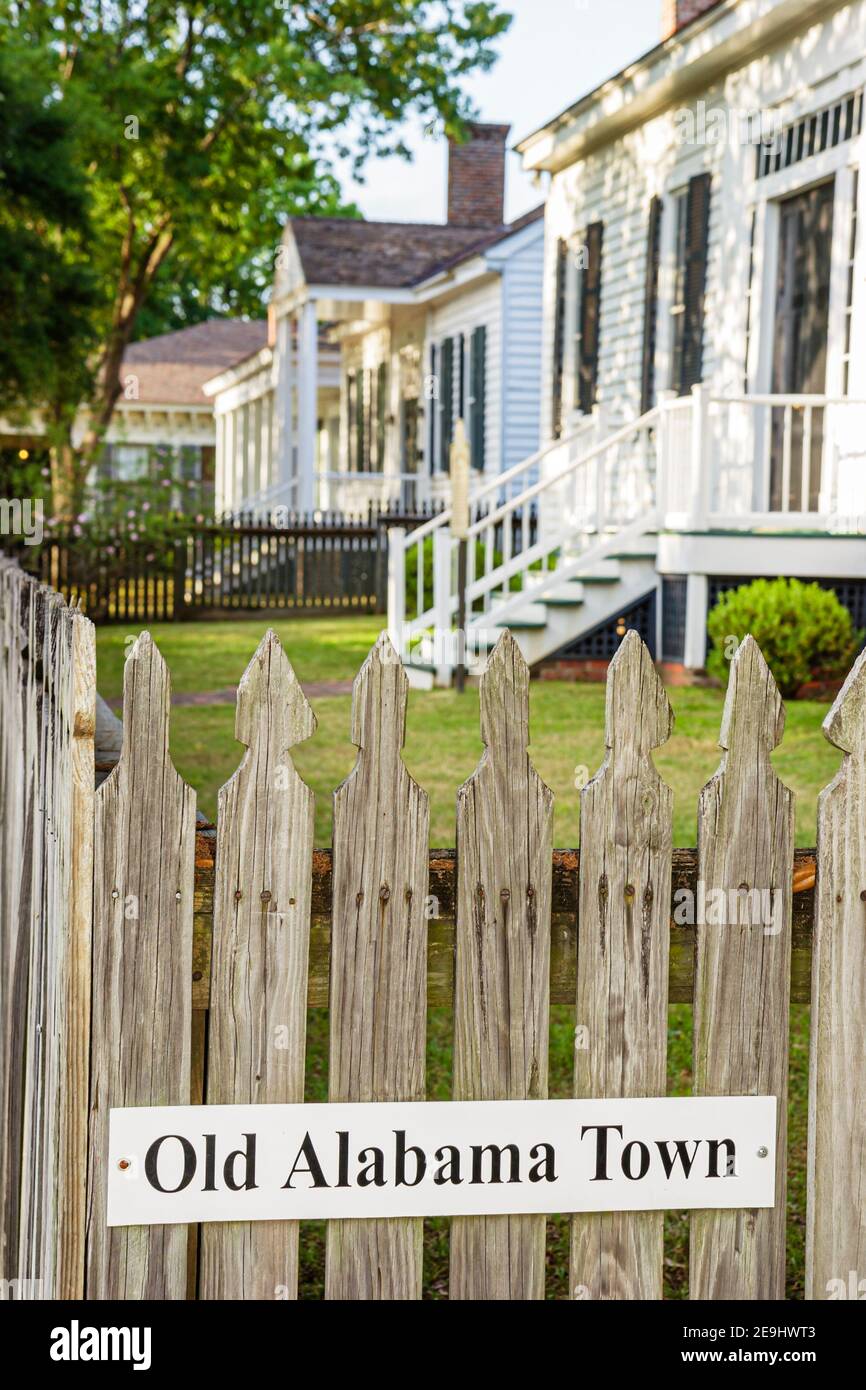 Alabama Montgomery Old Alabama Town restored historical,house home outside exterior picket fence, Stock Photo