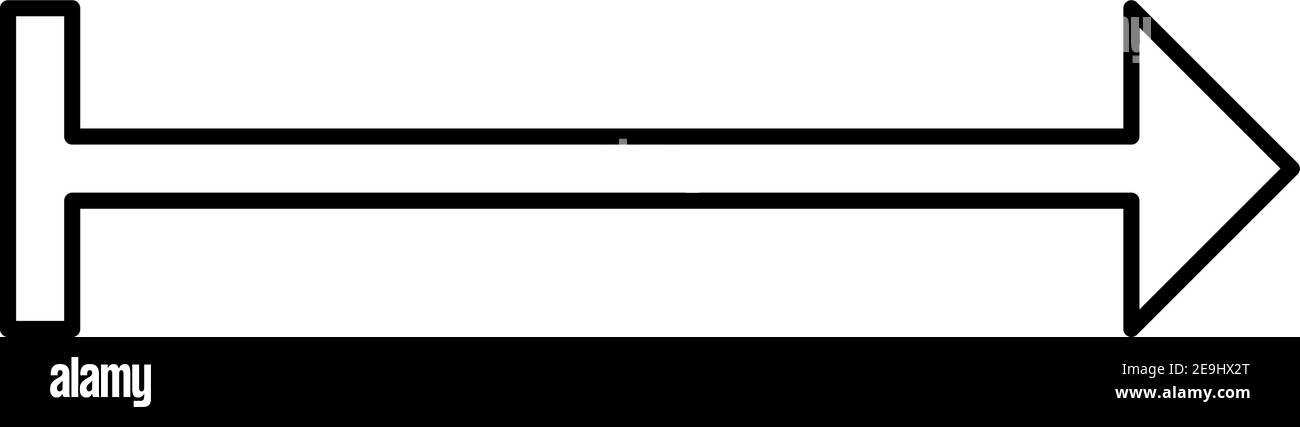 White arrow outlined with black color, illustration, vector on white ...