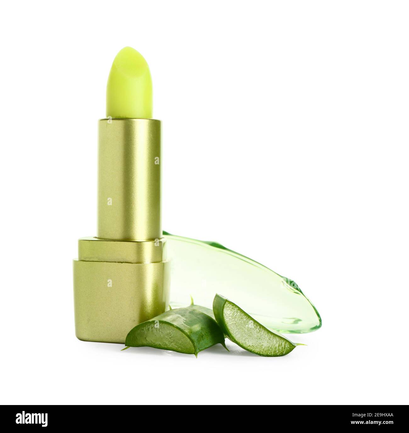 Natural lip balm with aloe vera on white background Stock Photo Alamy