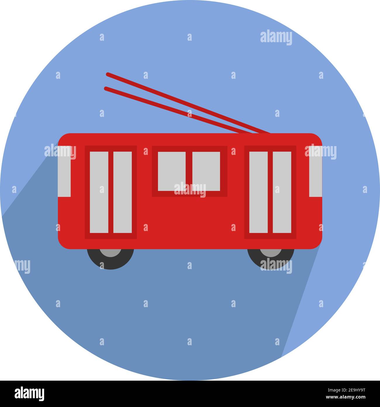 Red tram, illustration, vector on white background. Stock Vector