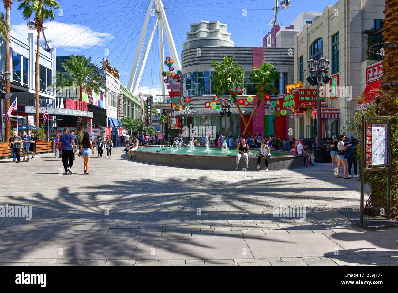 Nevada USA, 09-30-18 The LINQ Promenade is a dining, shopping and entertainment district featuring a 550-foot observation wheel located on the Las Veg Stock Photo