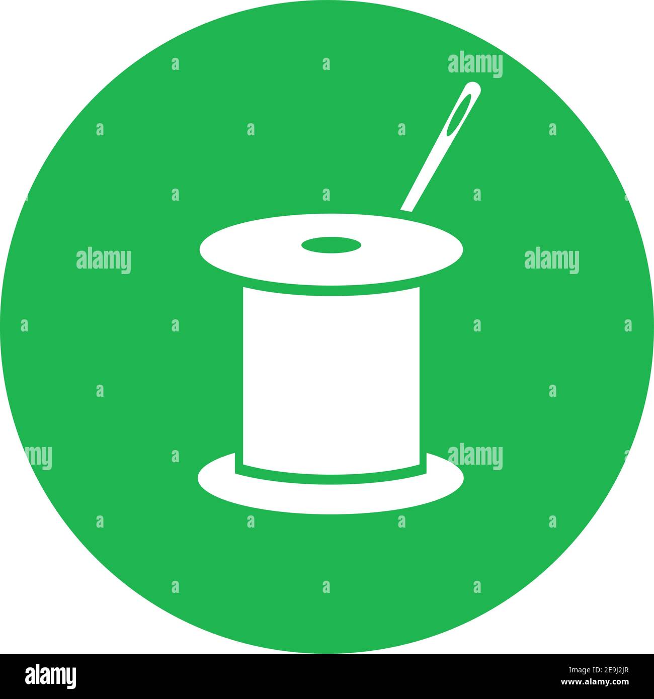 White sewing thread with a needle, illustration, vector on white ...