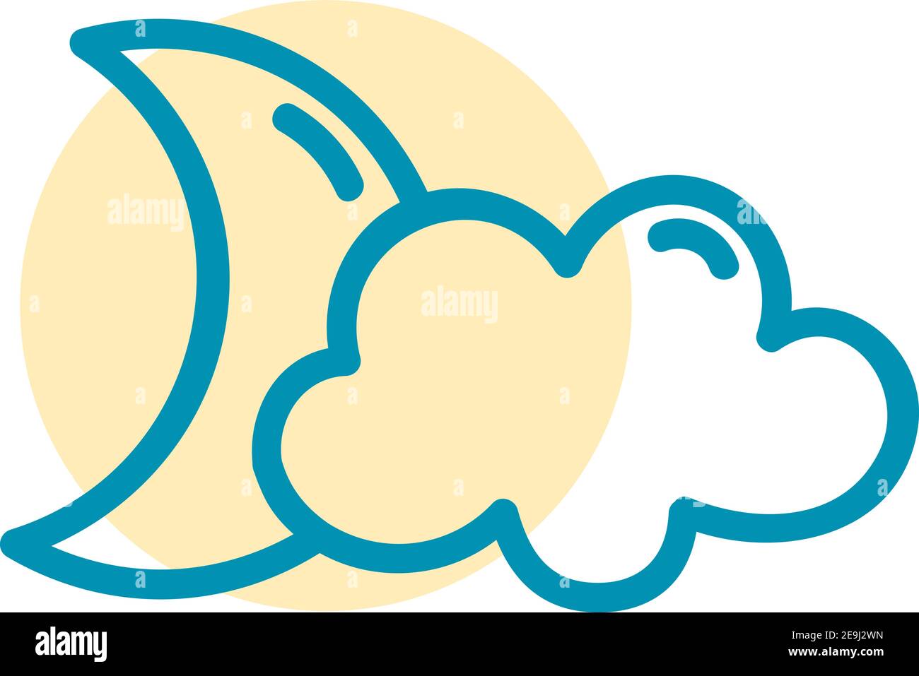 Moon with clouds, illustration, vector on white background Stock Vector ...