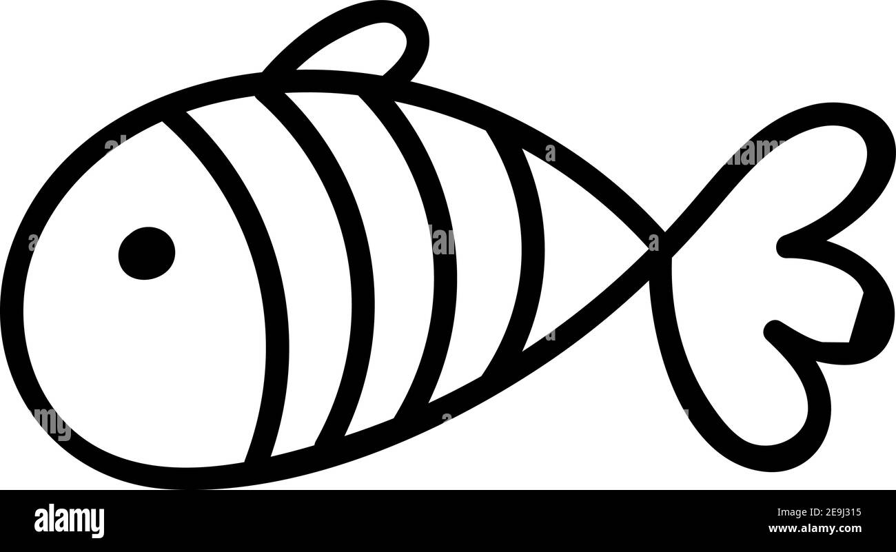 White fish with three stripes, illustration, vector on white background. Stock Vector