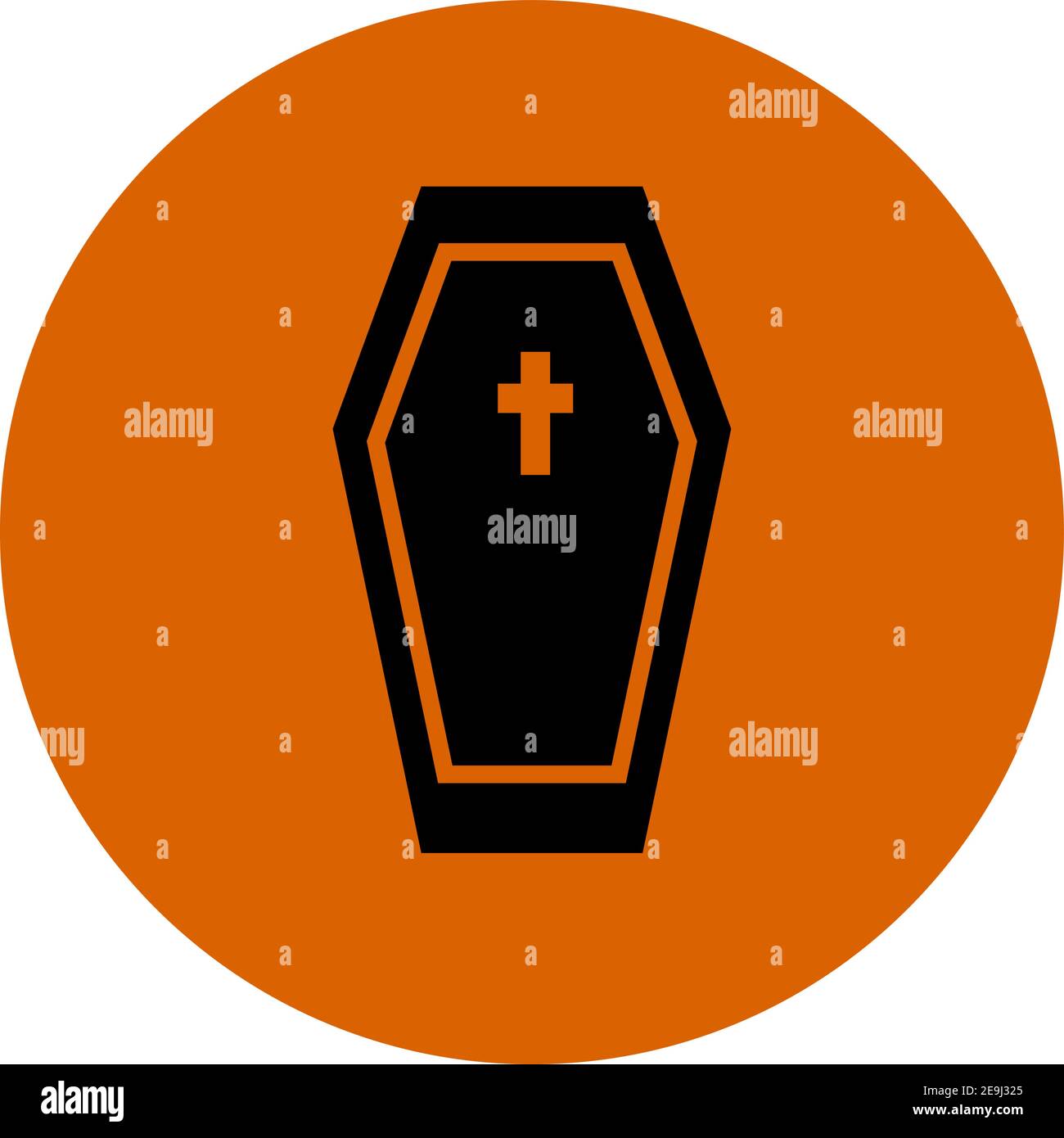 Black coffin, illustration, vector on white background. Stock Vector