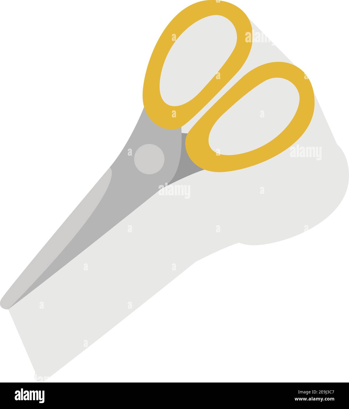 Yellow scissors, illustration, vector on white background. Stock Vector