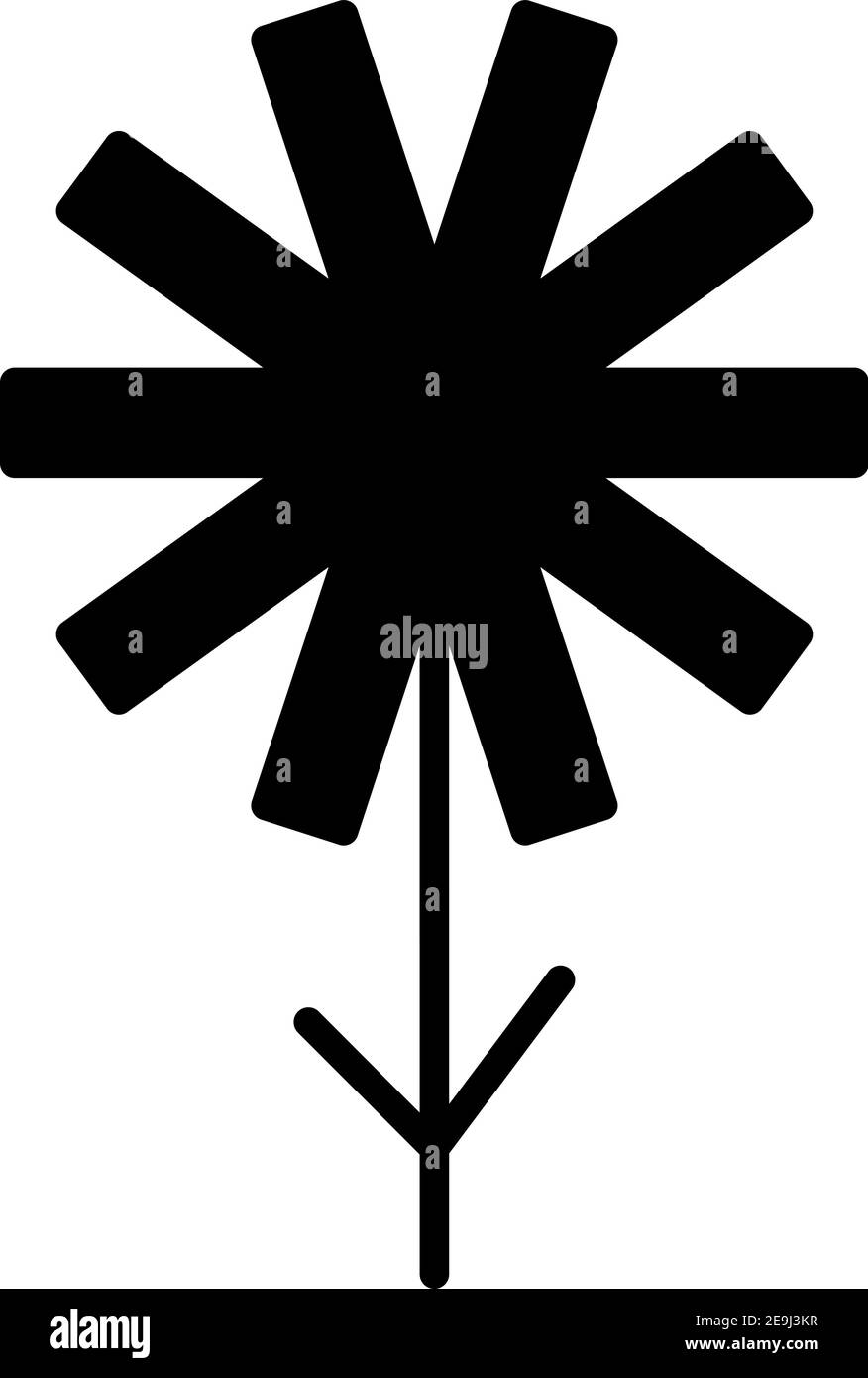 Black flower with ten petals, illustration, vector on white background