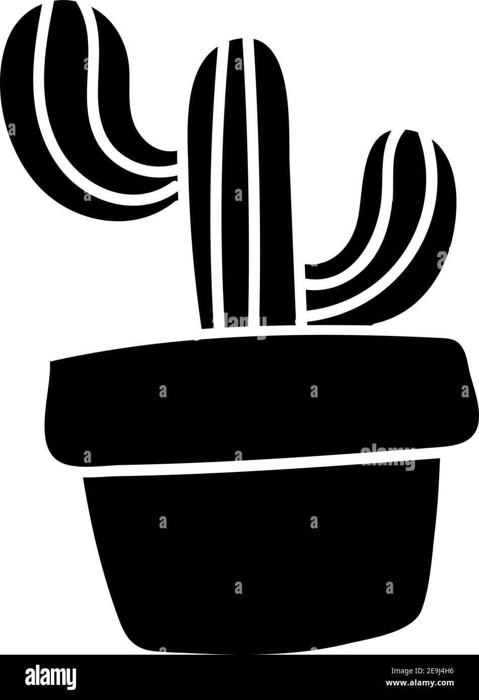 Desert cactus in a black pot, illustration, vector on white background. Stock Vector