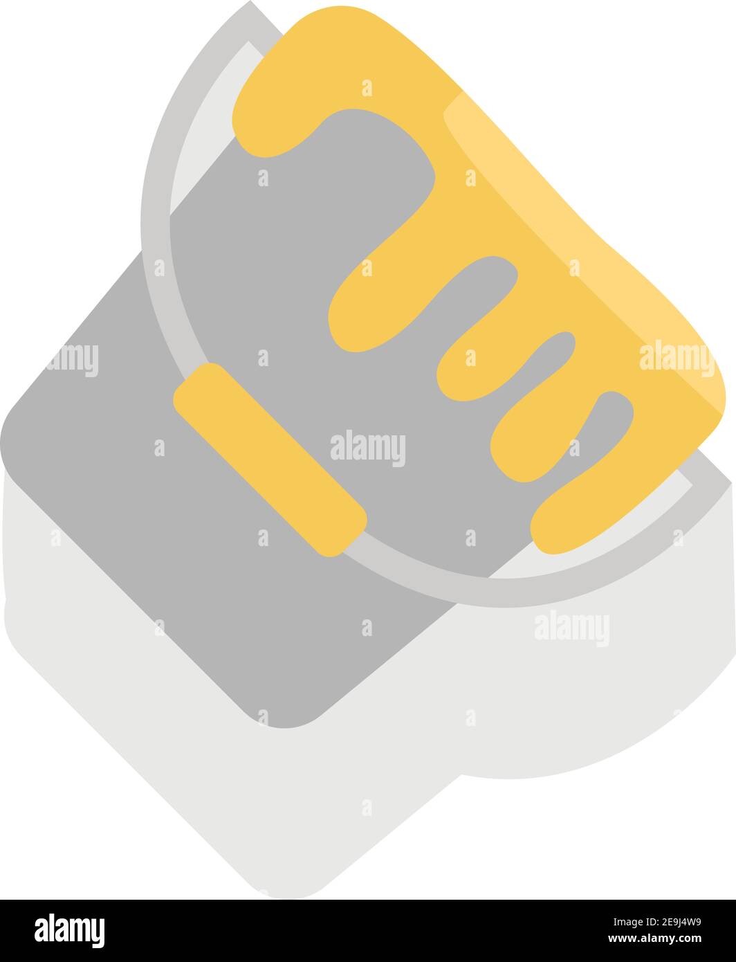 Bucket of yellow paint, illustration, vector on white background Stock