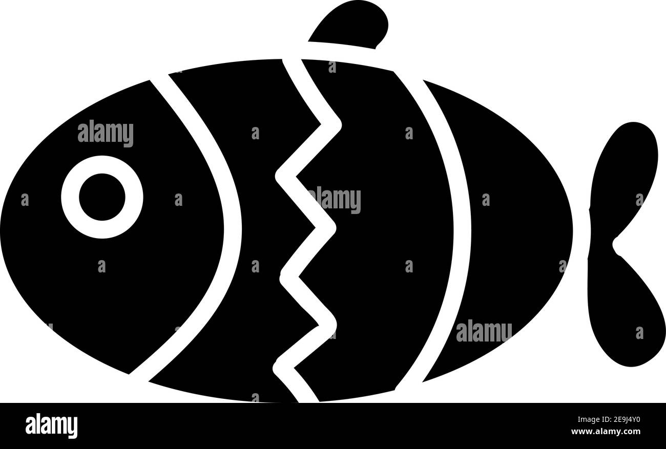 Black fish with striped lines, illustration, vector on white background. Stock Vector
