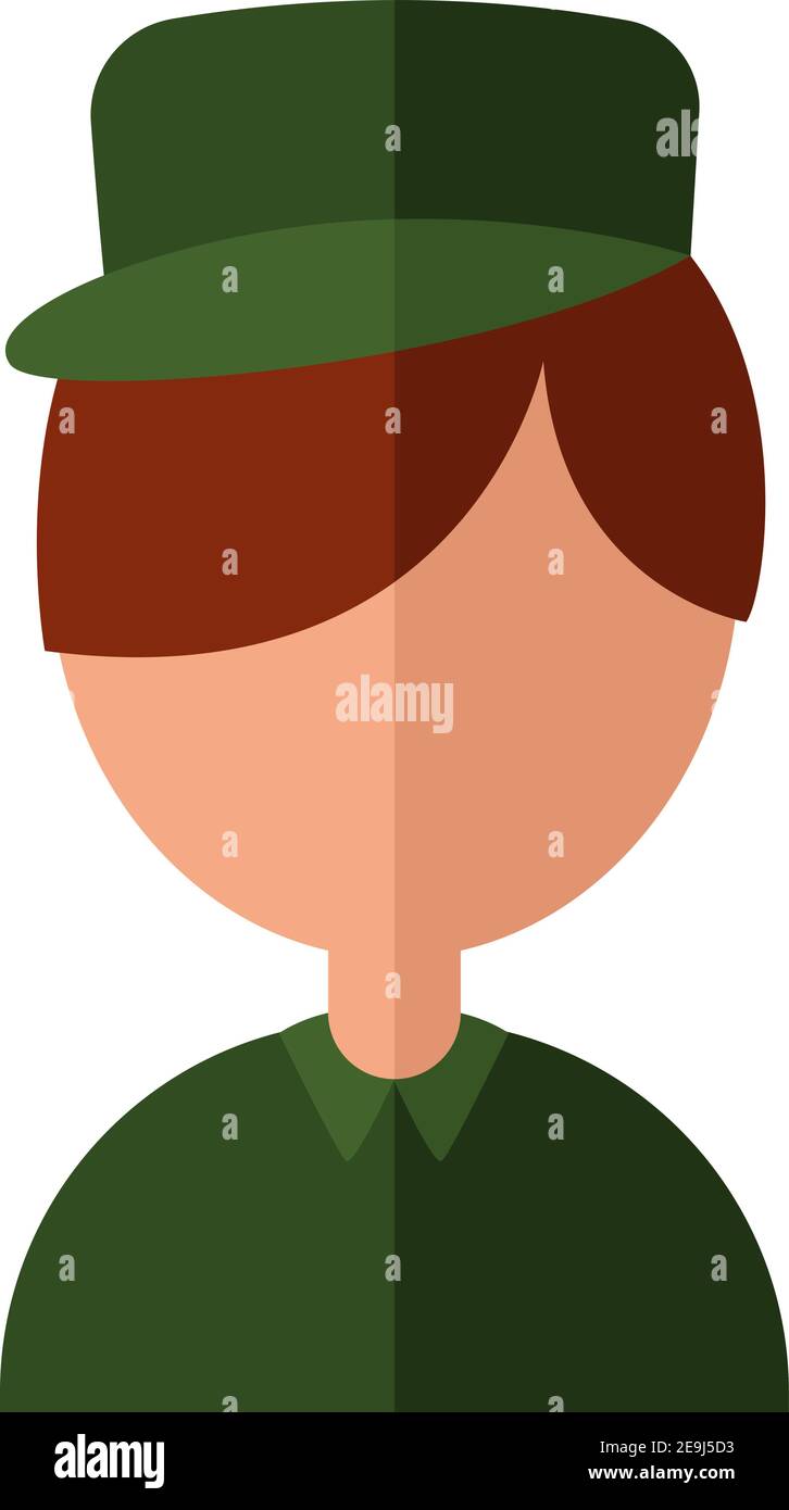 Soldier in uniform, illustration, vector on white background. Stock Vector