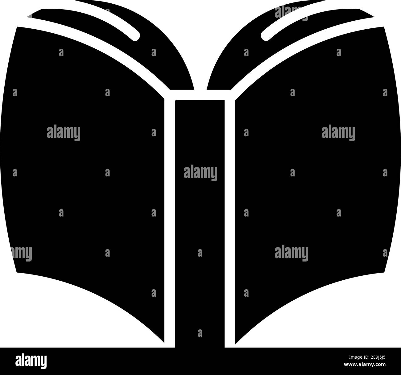 One open black book, illustration, vector on white background. Stock Vector