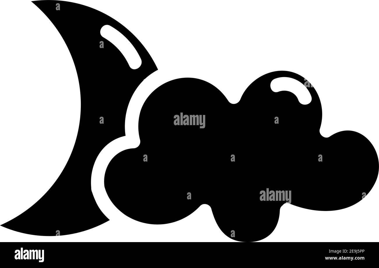 Young black moon with a cloud, illustration, vector on white background ...