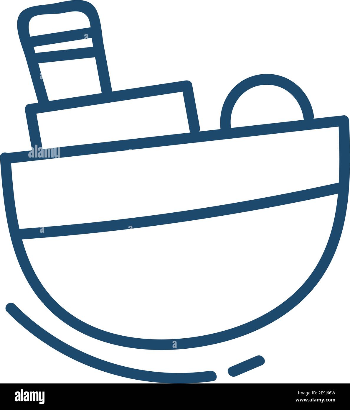 Minimal blue ship, illustration, vector on white background. Stock Vector