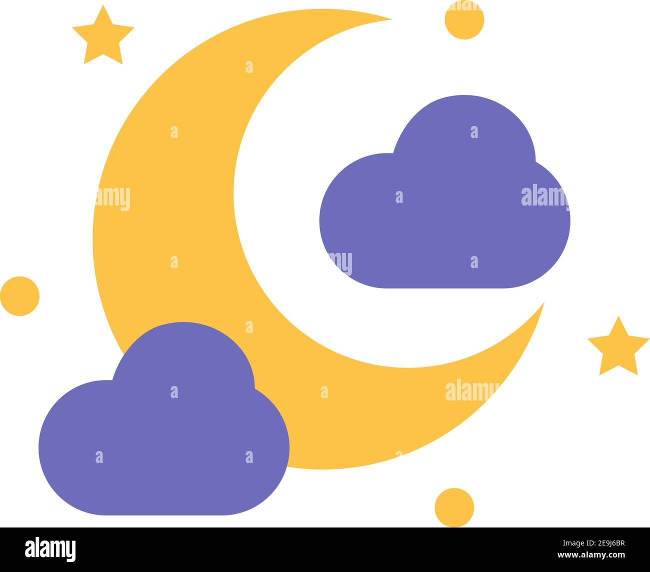 Young moon with clouds, illustration, vector on white background Stock ...