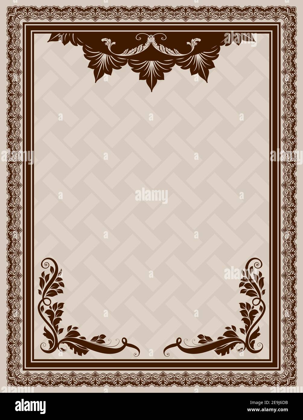 Decorative background with elegant border and patterns. Vintage invitation  card template Stock Photo - Alamy