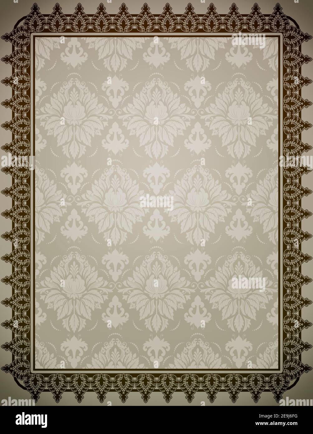Decorative background with ornamental border and vintage floral