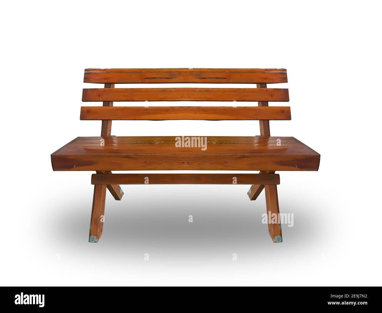 Long wooden chair on white background cliping paths Stock Photo