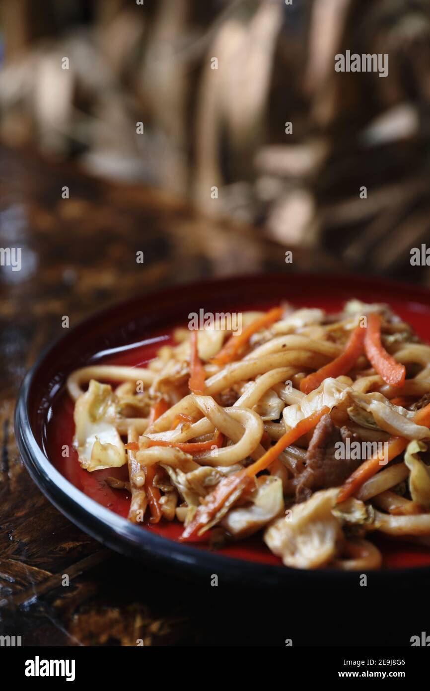 Japanese food fried noodles Yakisoba Stock Photo