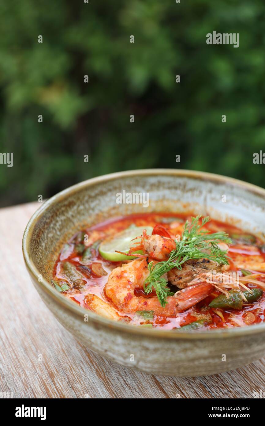 Tom Yum soup , Thai traditional food spicy prawn soup Stock Photo