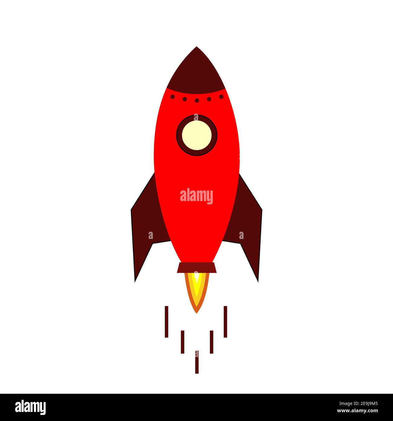 Rocket fly icon. Design rocket space ship in flat style. Start up ...